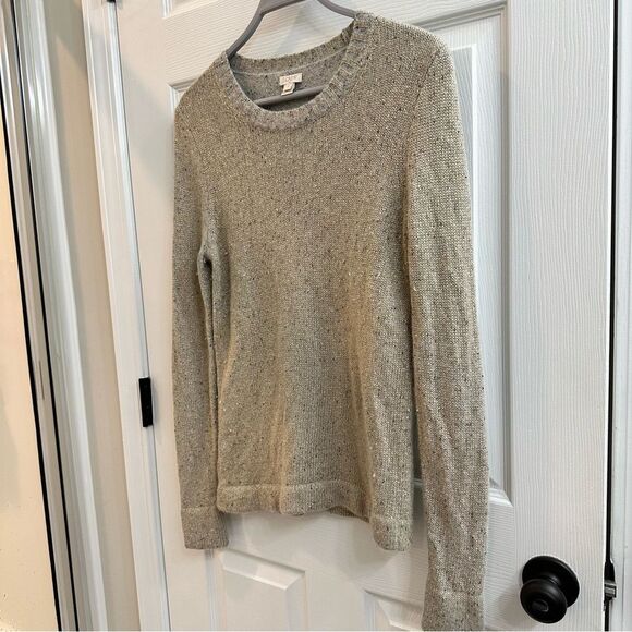 J.Crew Lurex classic crewneck shimmer classic sweater- Gold/ Heather Grey size S - Picture 2 of 7